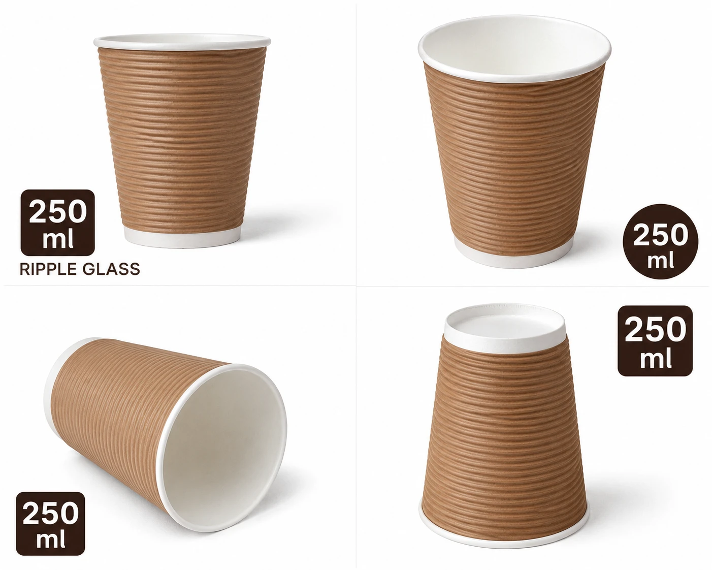 250ml Rippled Glass