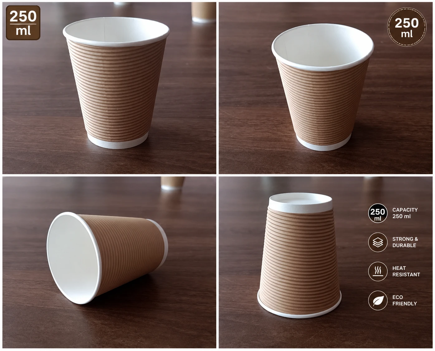 250ml Rippled Glass 4