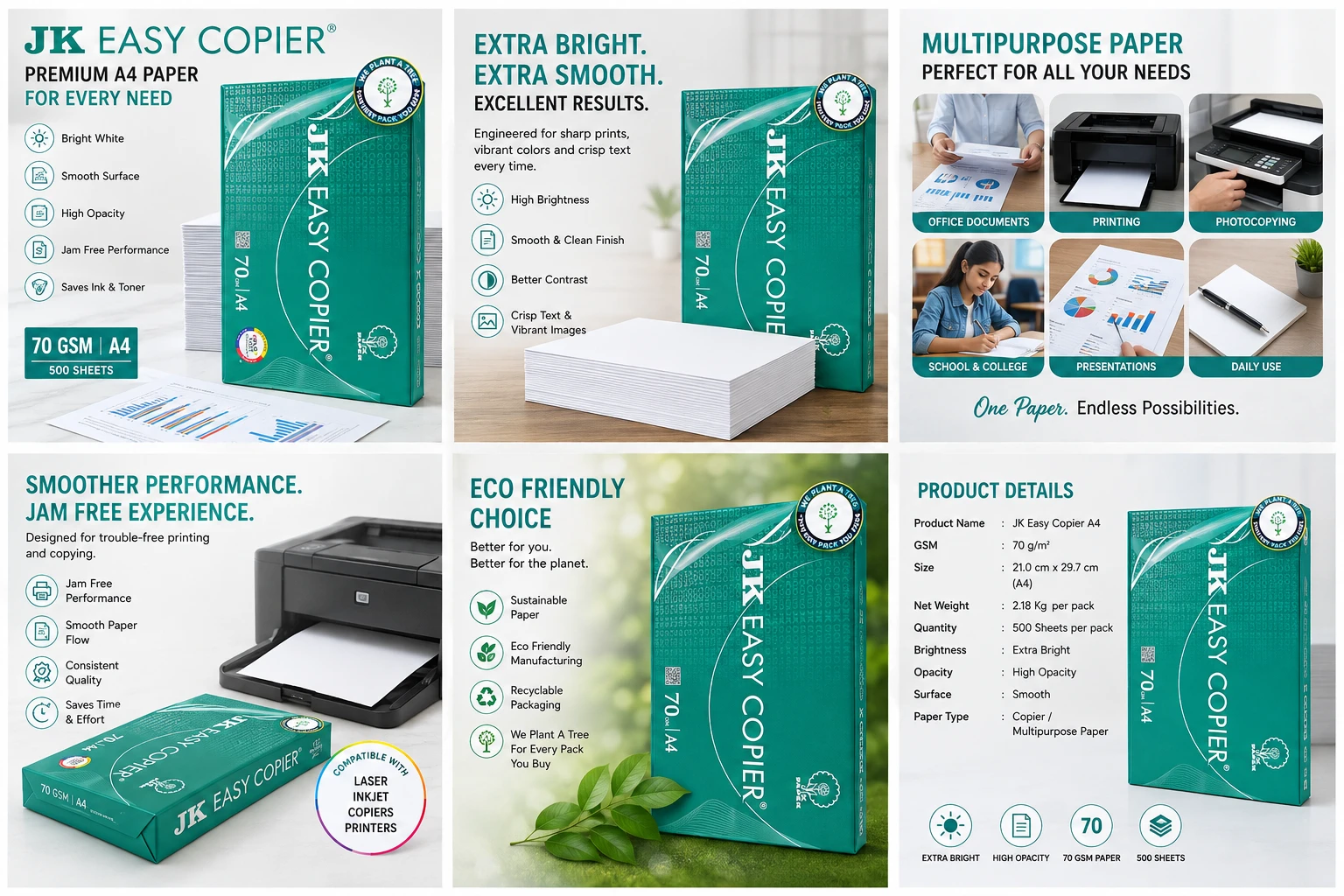 A4 size paper - JK Copier - 70 GSM