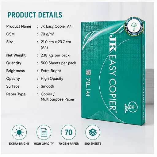 A4 size paper - JK Copier - 70 GSM 7
