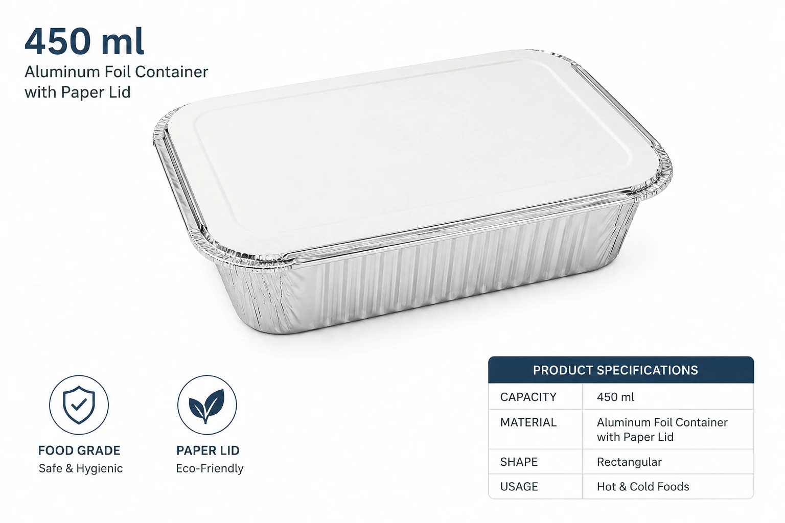 Alluminium silver foil container - 450ml 6