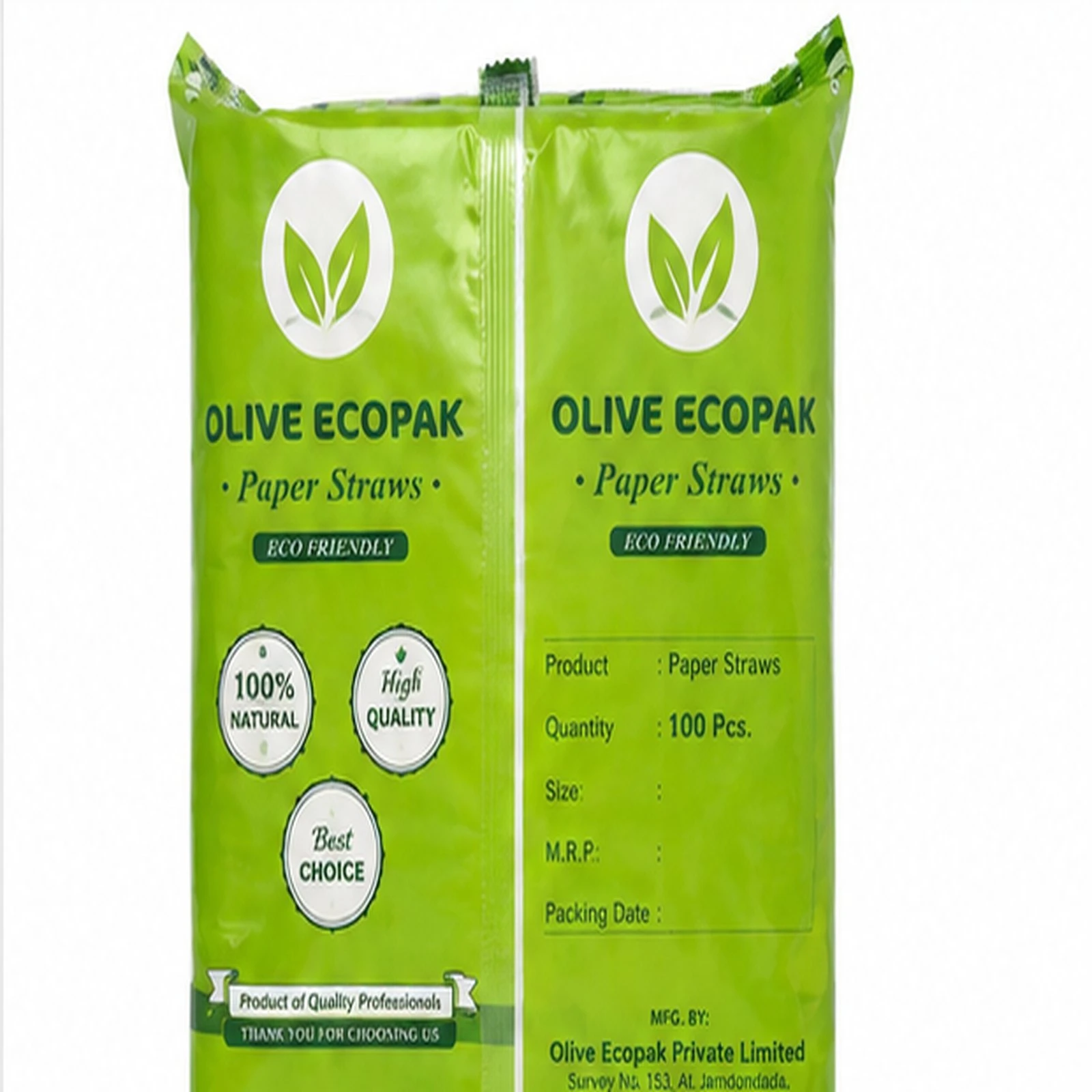 8mm Paper Straw Olive
