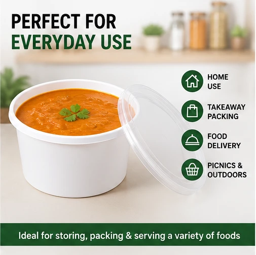White 1000ml Plastic Food Containers with Lids