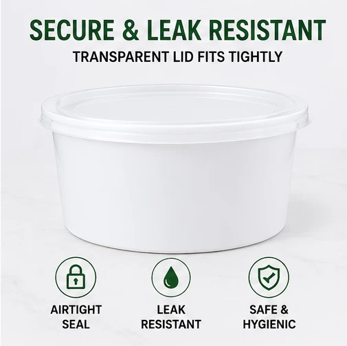 White 1000ml Plastic Food Containers with Lids 3