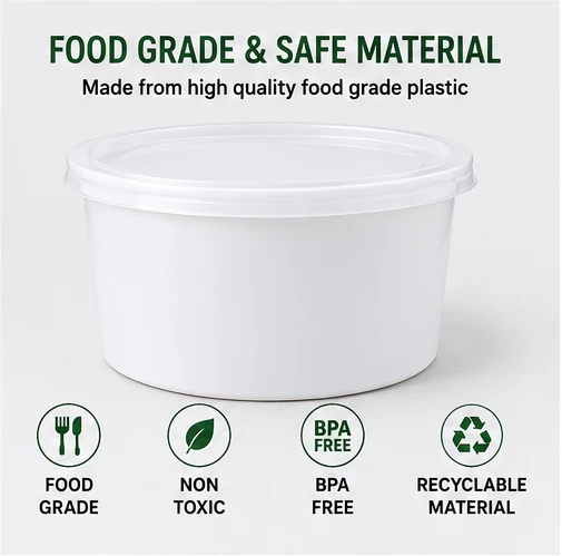 White 1000ml Plastic Food Containers with Lids 5