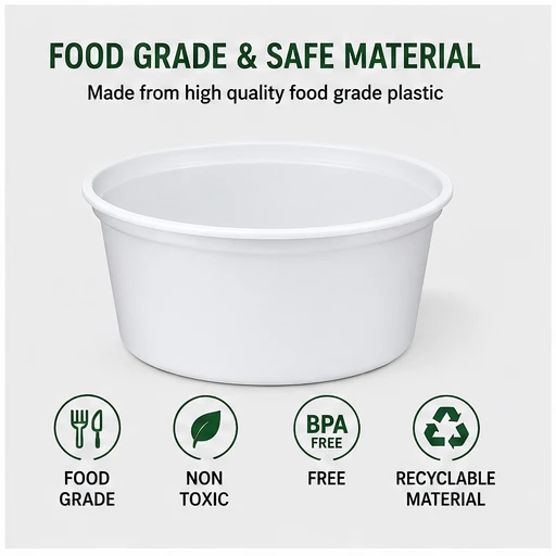 White 500ml Plastic Food Containers with Lids 5