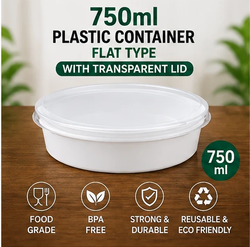White 750ml Plastic Food Containers with Lids