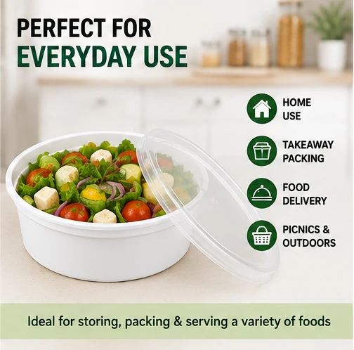 White 750ml Plastic Food Containers with Lids