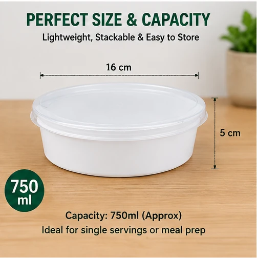 White 750ml Plastic Food Containers with Lids 6
