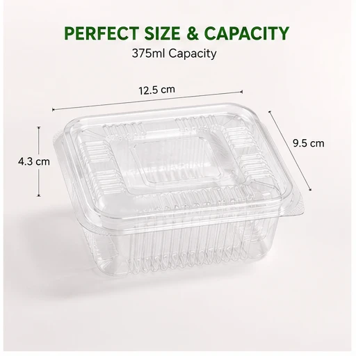 Hinged Pet Rectangular container with Lid - 375 ml 3