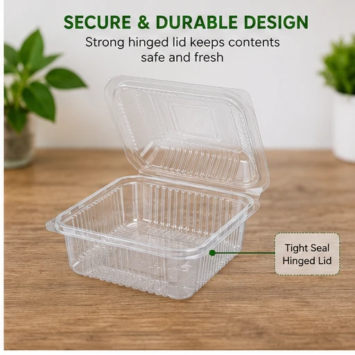 Hinged Pet Rectangular container with Lid - 375 ml 4