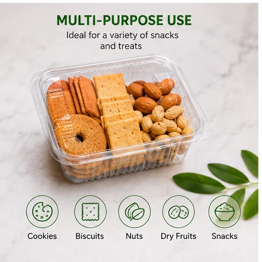 Hinged Pet Rectangular container with Lid - 375 ml 5