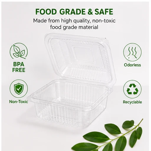 Hinged Pet Rectangular container with Lid - 375 ml 6
