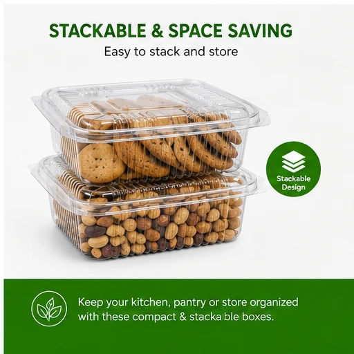 Hinged Pet Rectangular container with Lid - 375 ml 7
