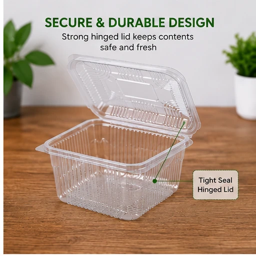 Hinged Pet Rectangular container with Lid - 500 ml 3