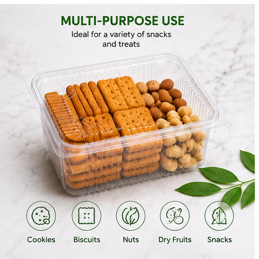 Hinged Pet Rectangular container with Lid - 500 ml 4