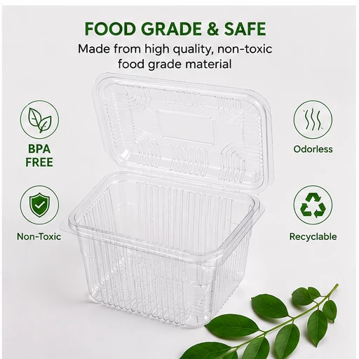 Hinged Pet Rectangular container with Lid - 500 ml 5