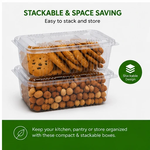 Hinged Pet Rectangular container with Lid - 500 ml 6