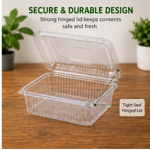 Hinged Pet Rectangular container with Lid - 750 ml 4