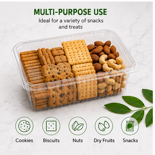 Hinged Pet Rectangular container with Lid - 750 ml 5