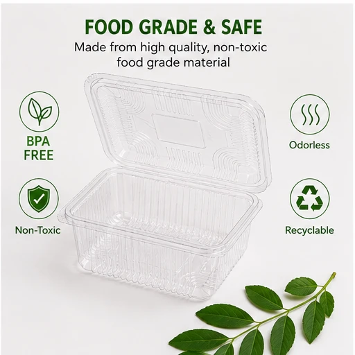 Hinged Pet Rectangular container with Lid - 750 ml 6