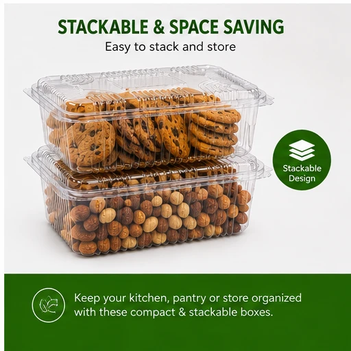 Hinged Pet Rectangular container with Lid - 750 ml 7