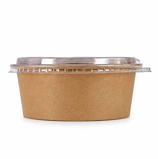 500 ML Brown Round Paper Bowl with Lids - Salad Box