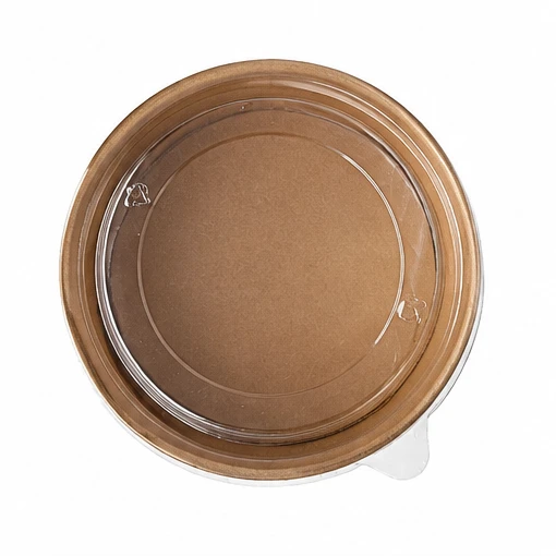 500 ML Brown Round Paper Bowl with Lids - Salad Box 3