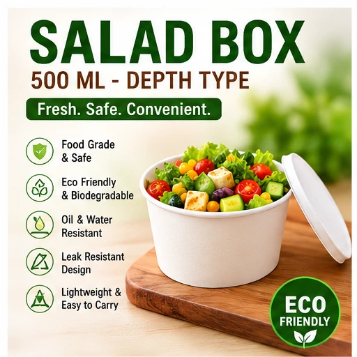 500ml White Disposable Bagasse Paper Container with Lid